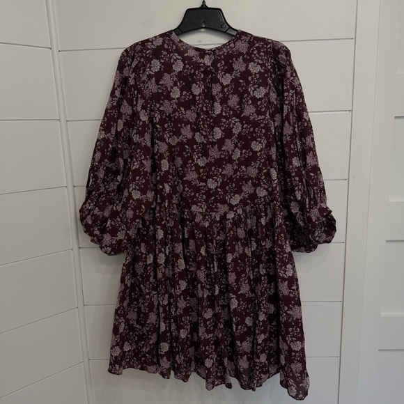 New! Madewell Olivia Floral Splitneck Puff-Sleeve Mini Dress Medium 23312 - Picture 7 of 16